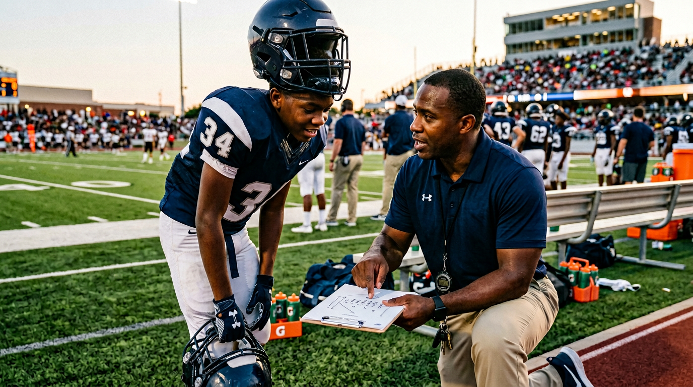 Coach Hawk working with an athlete on technique